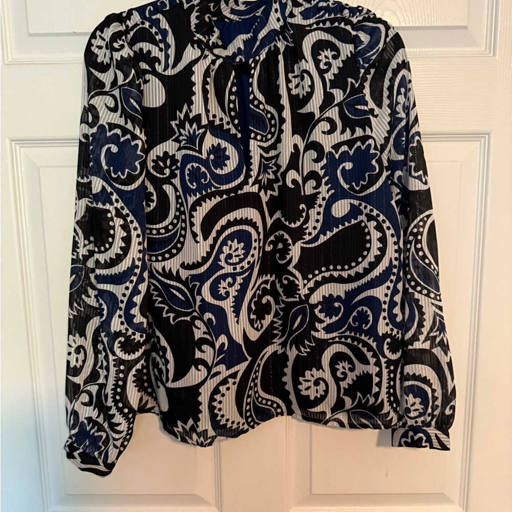 Elegant Black and Blue Paisley Top